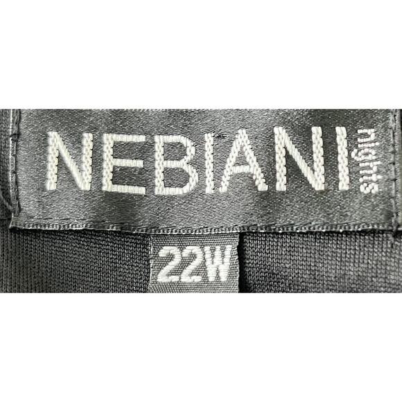 NEBIANI NIGHTS MAXI FORMAL EVENING GOWN, WOMENS, 22W, BLACK W/ RHINESTONE BROOCH - Picture 10 of 12